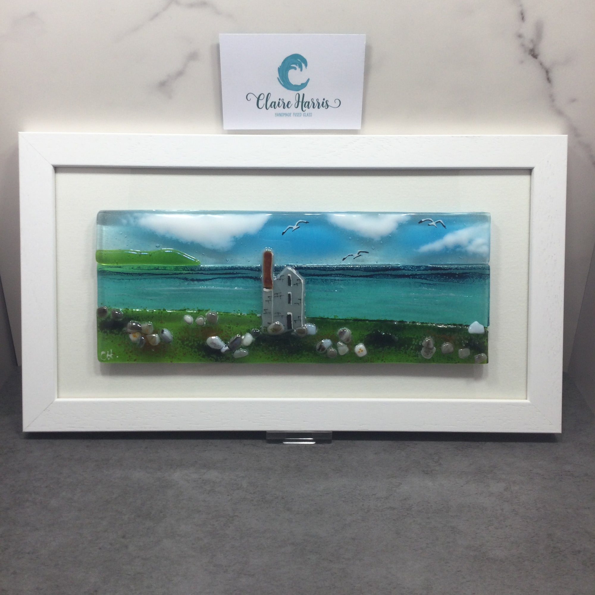 Large Framed Rectangle Engine House Scene