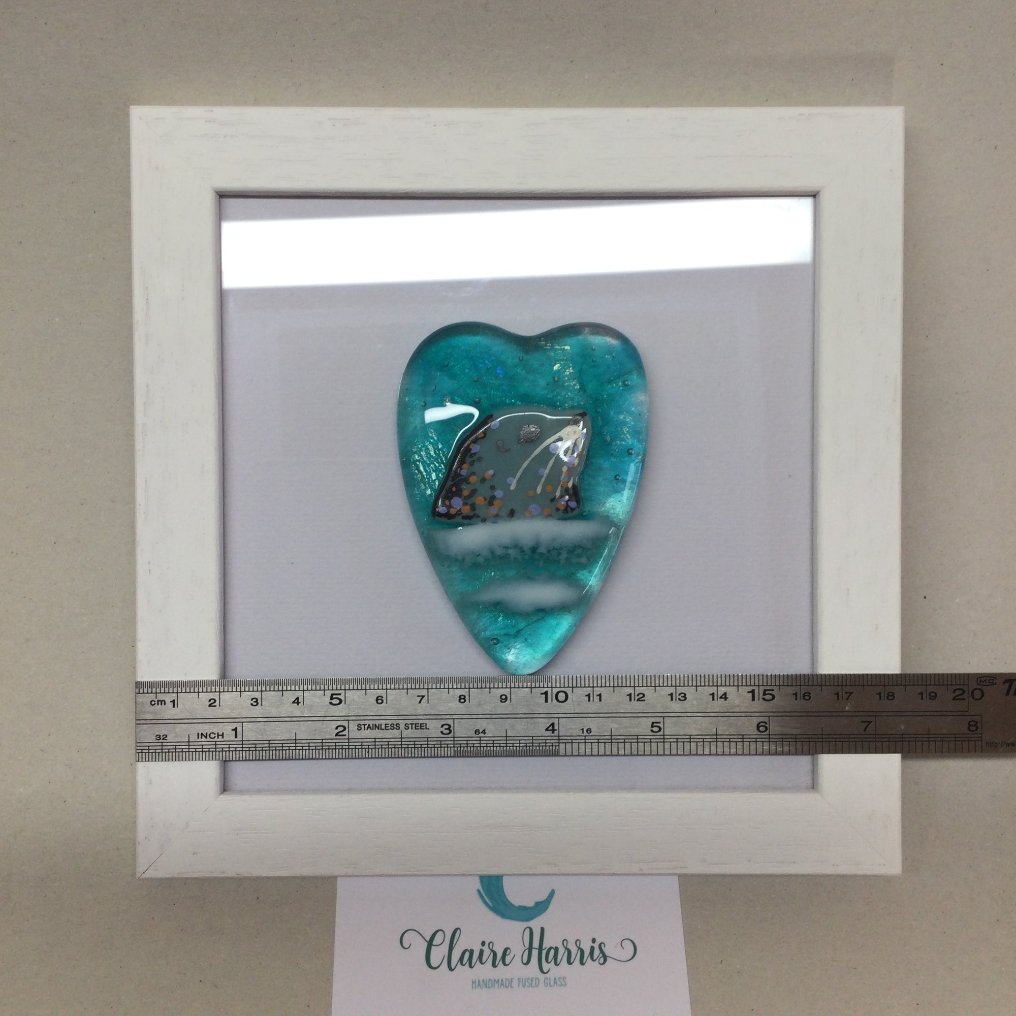 Limited Edition Framed Fused Glass Heart - Seal B