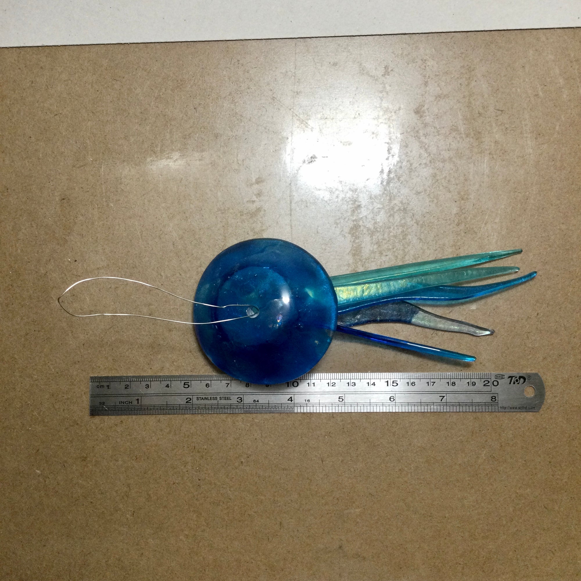 Fused Glass Turquoise Jellyfish Hanger