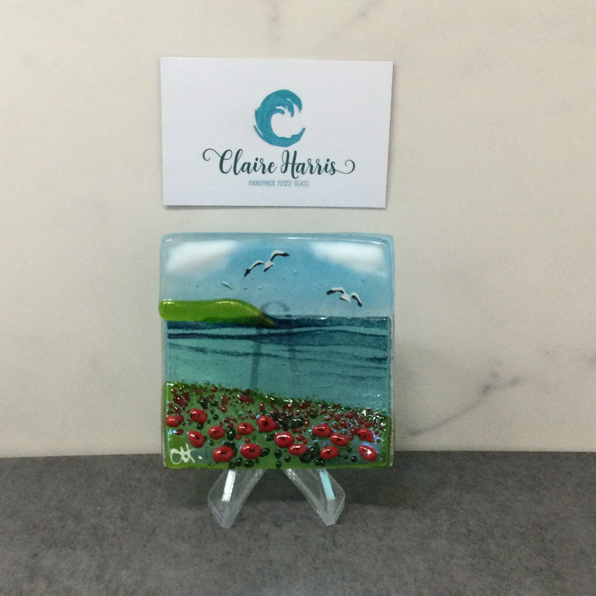 Trinket Dish - Seascene with poppies