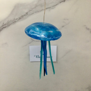 Fused Glass Turquoise Jellyfish Hanger