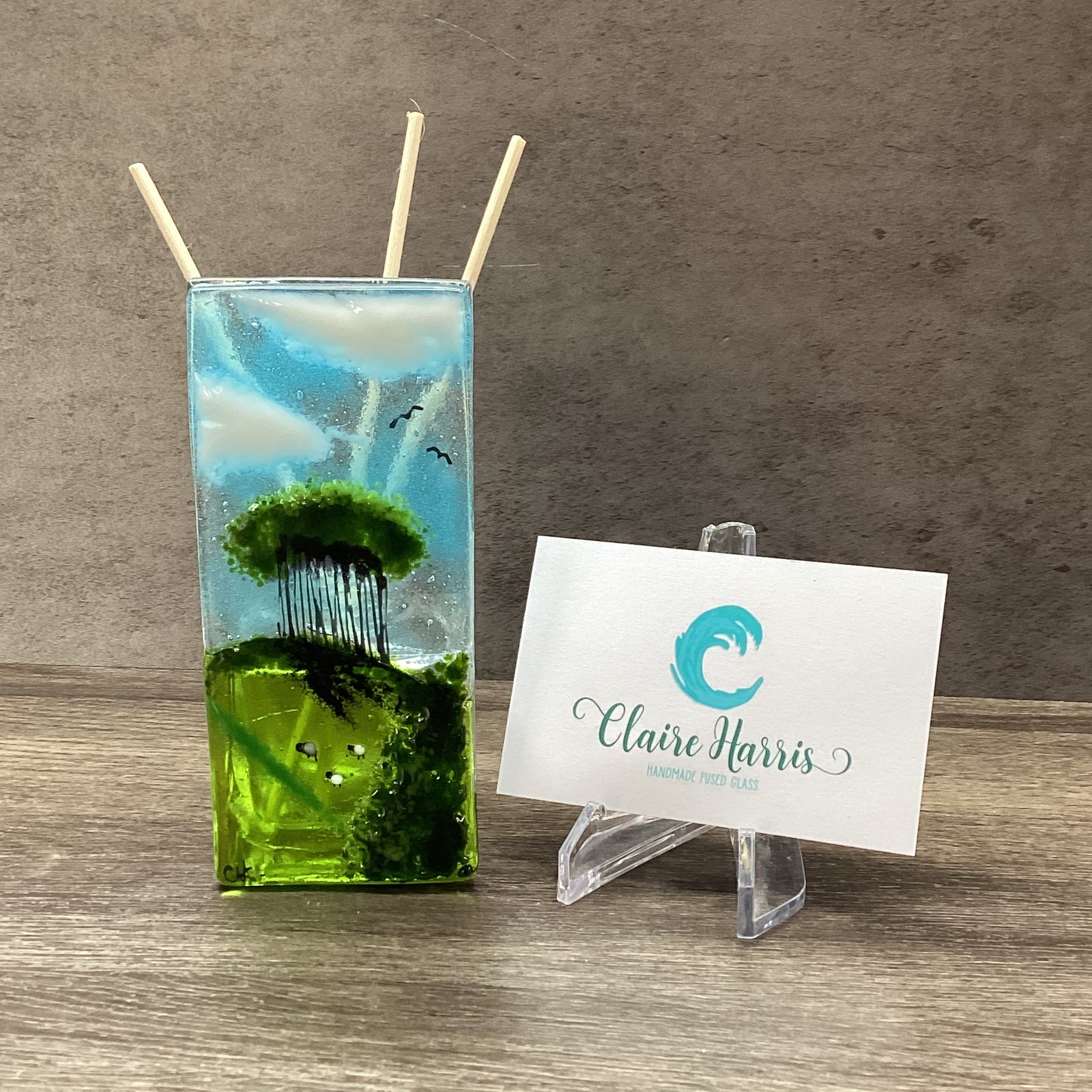 Fused Glass Reed Diffuser - Nearly Home Trees