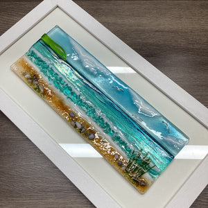 Large Framed Rectangle Sea Scene with Grass