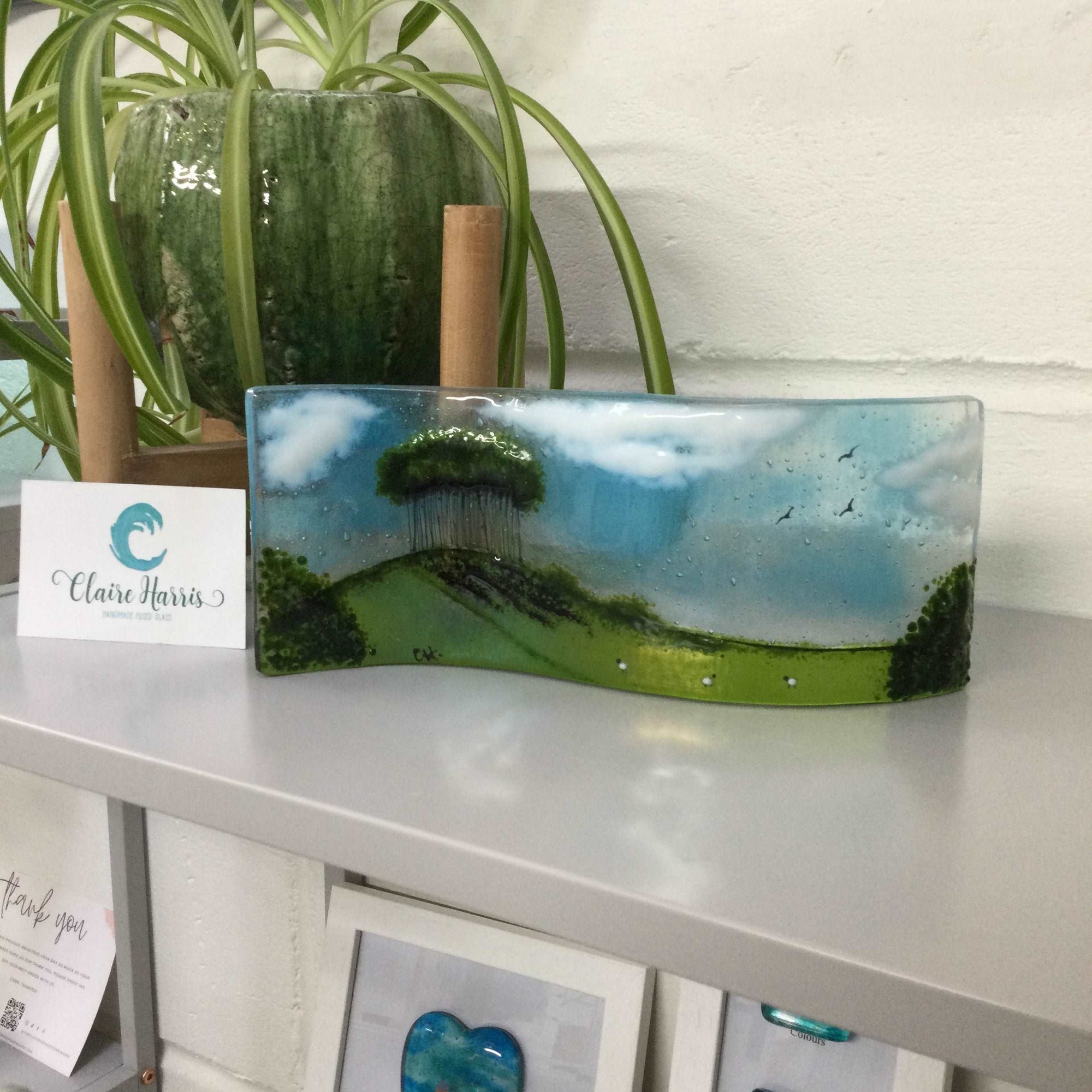 Large Freestanding Wave - Nearly Home Trees - Fused Glass By Claire Harris 