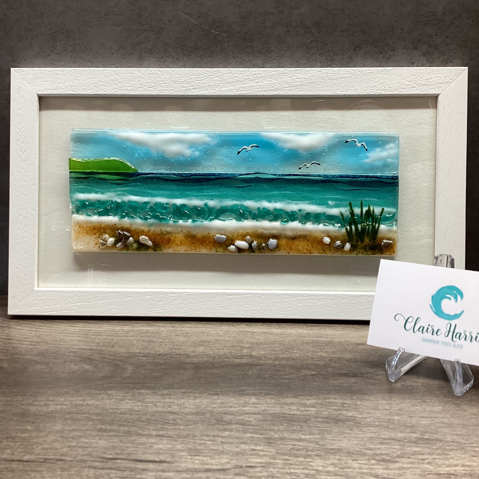 Large Framed Rectangle Sea Scene with Grass