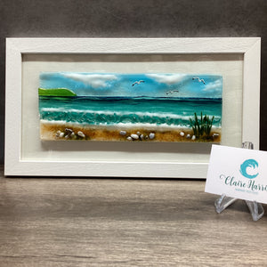 Large Framed Rectangle Sea Scene with Grass