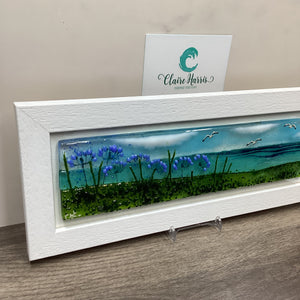Regular size Framed Agapanthus, rectangle framed fused glass