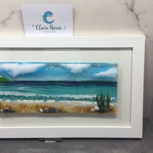Large Framed Rectangle Sea Scene with Grass