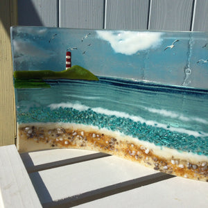 Jumbo Freestanding Wave- Cornish Beach Scene with view to Gribbin Head