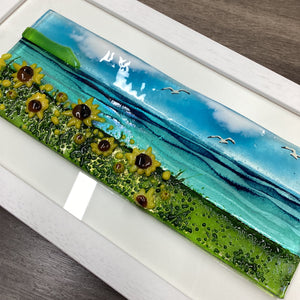Large Framed Rectangle Sunflower Scene