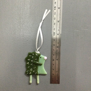 LIMITED EDITION - Fused Glass Hedgehog Hanger - Green