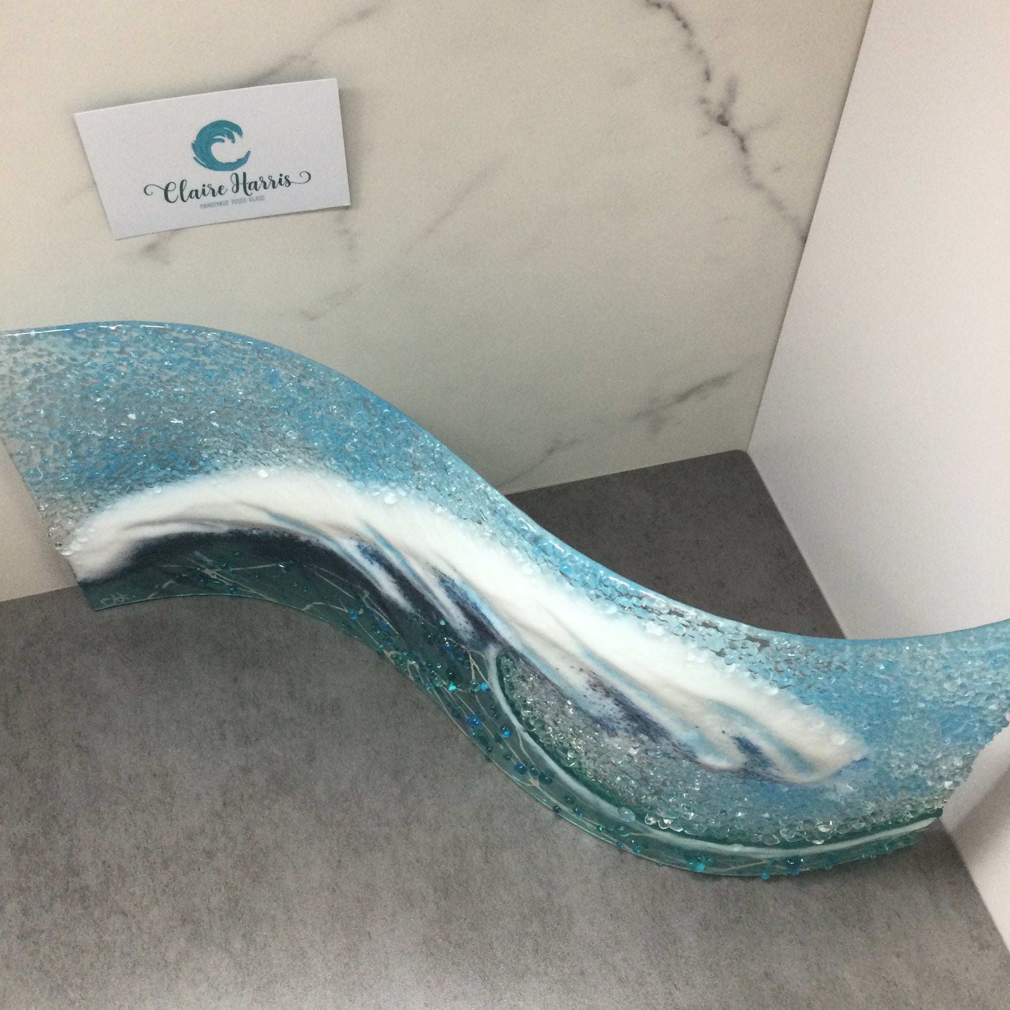 Jumbo Freestanding Wave- Light Aqua Crashing Wave