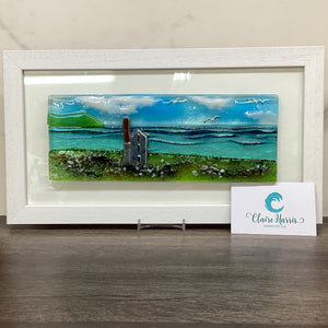 Large Framed Rectangle Engine House Scene