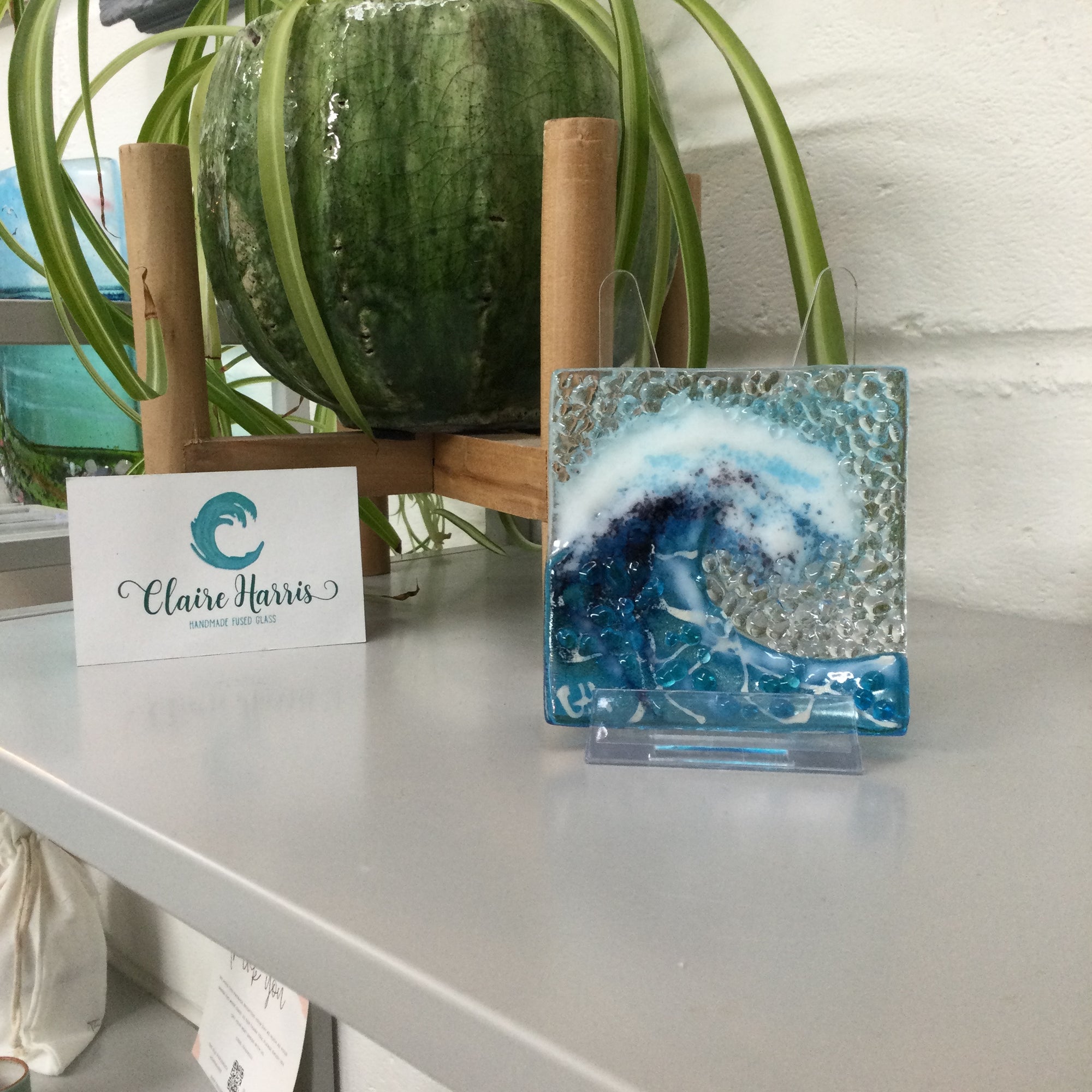 Trinket Dish - Crashing Wave Turquoise - Fused Glass By Claire Harris 