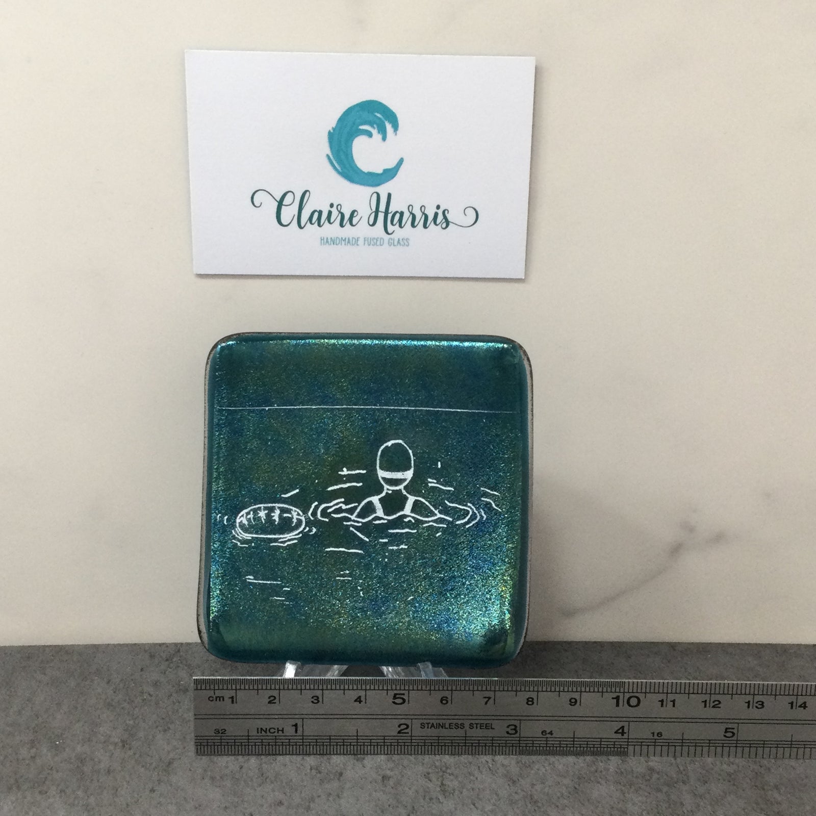 Cornish Wild Swimmer with Float, Dark Aqua Trinket Dish