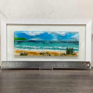 Large Framed Rectangle Sea Scene with Grass