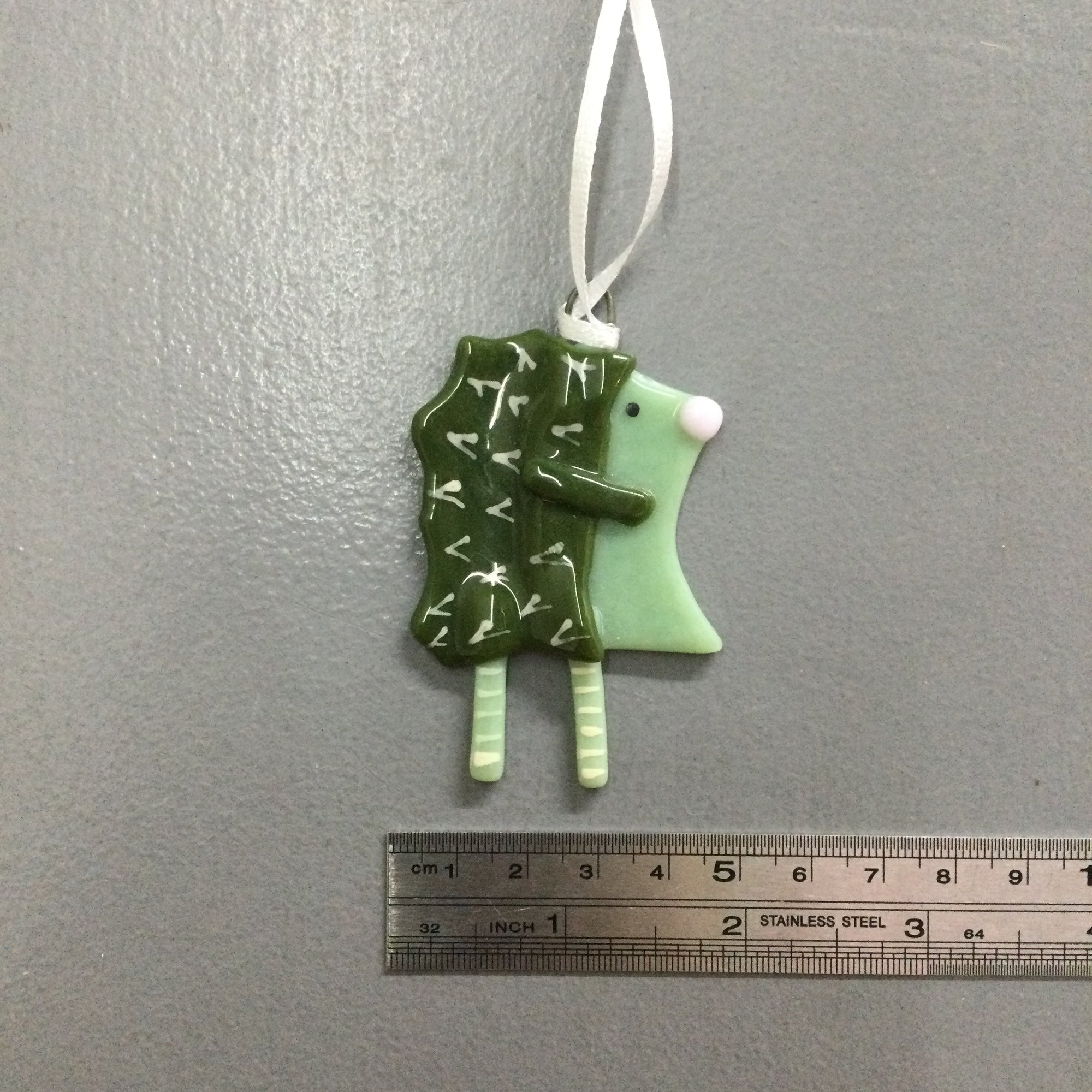 LIMITED EDITION - Fused Glass Hedgehog Hanger - Green