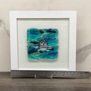 Square Framed Fused Glass Seal front Facing