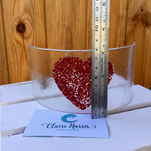 LIMITED EDITION Dark Red Heart Fused Glass Curve