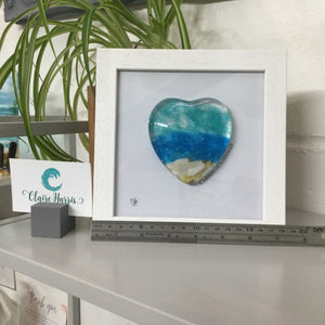 Fused Glass Sea Scene Framed Heart