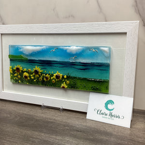 Large Framed Rectangle Sunflower Scene