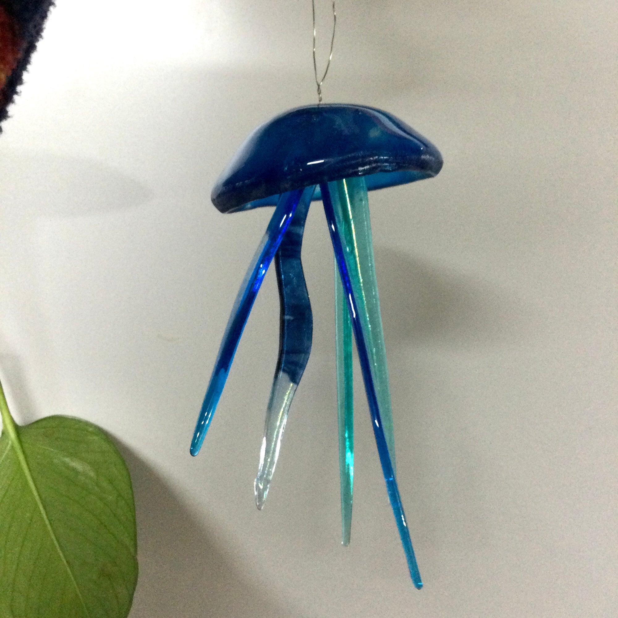 Fused Glass Turquoise Jellyfish Hanger