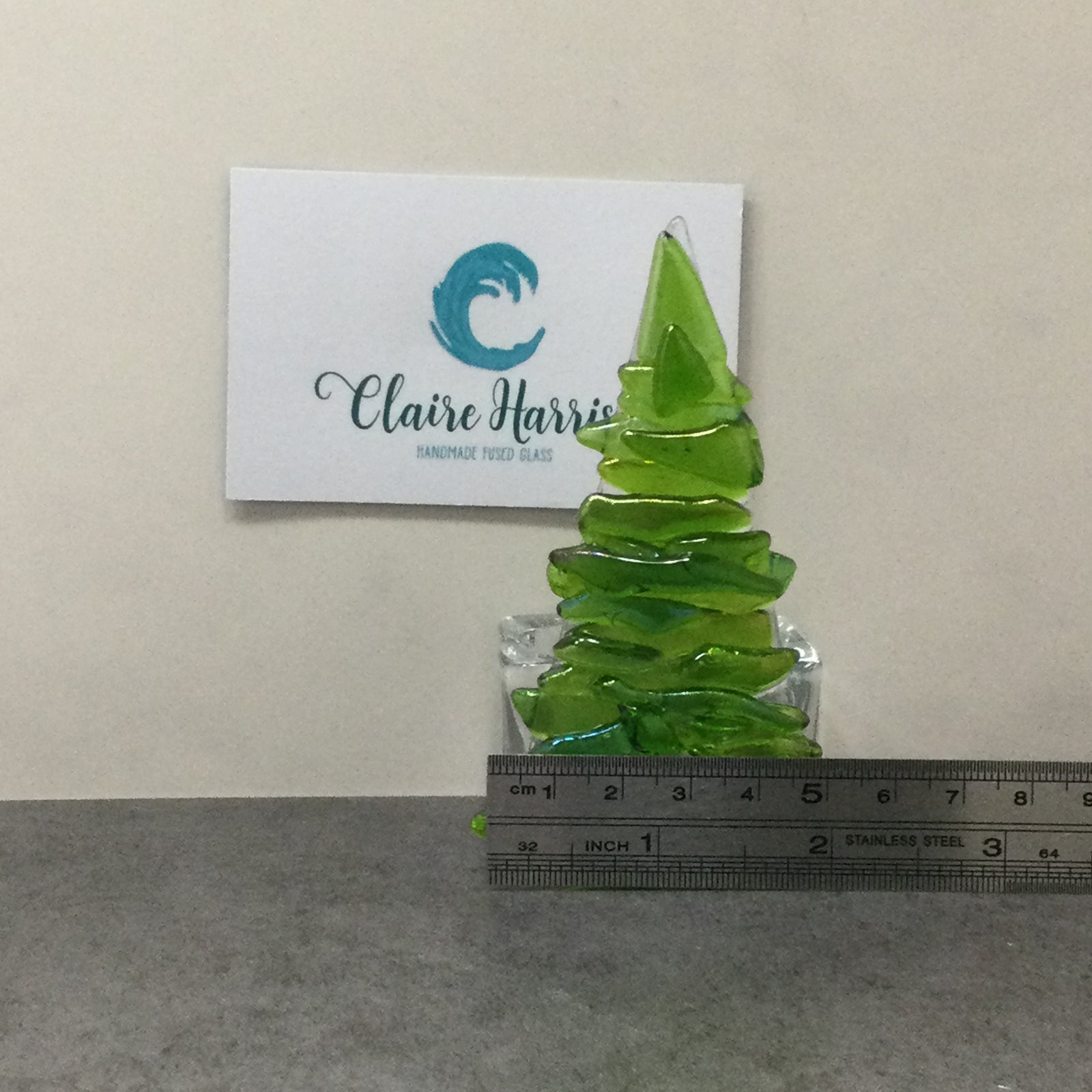 Fused Glass Green Fir Tree, Christmas Tree with Glass Tea Light Holder