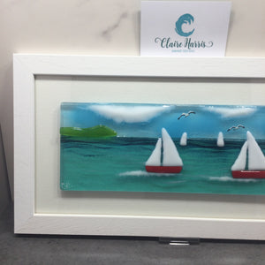 Large Framed Rectangle Sailing Boat Scene