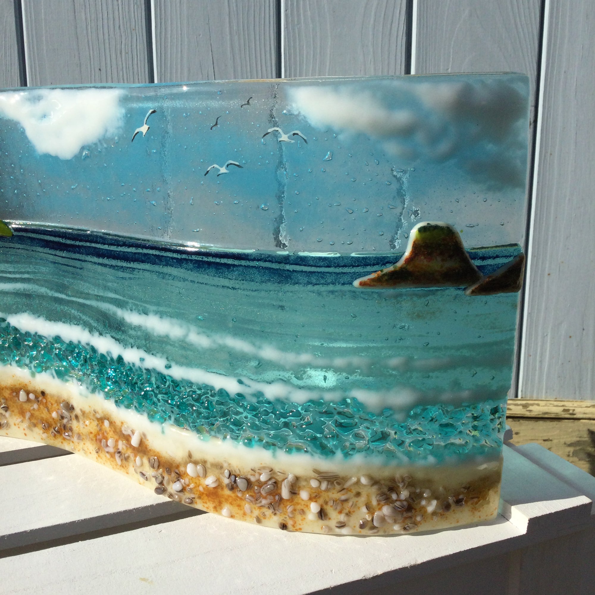 Jumbo Freestanding Wave- Cornish Beach Scene with view to Gribbin Head