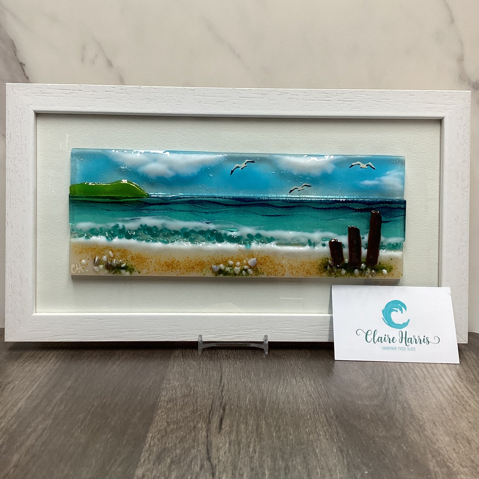 Large Framed Rectangle Sea Scene with Groyns