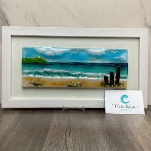 Large Framed Rectangle Sea Scene with Groyns