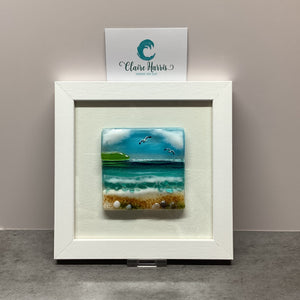 Framed Fused Glass Square Sea Scene