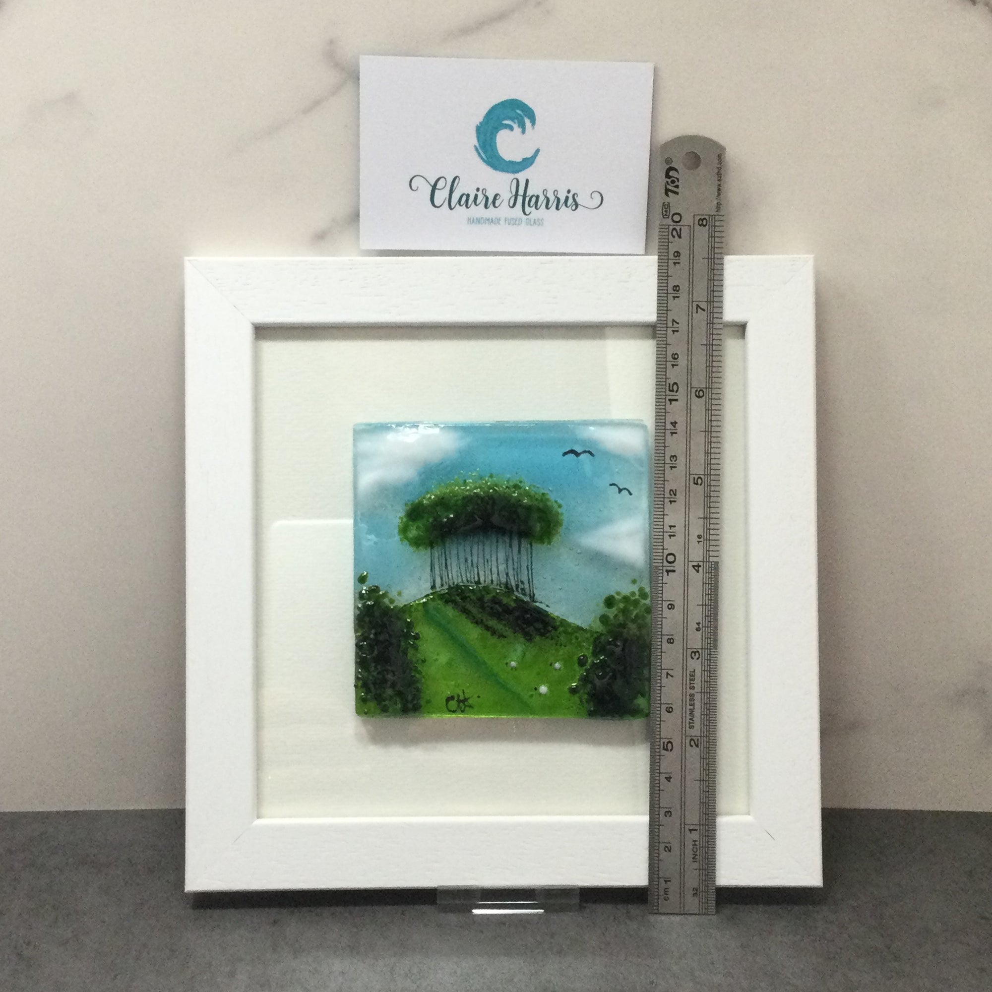 Framed Fused Glass Square Nearly Home Trees