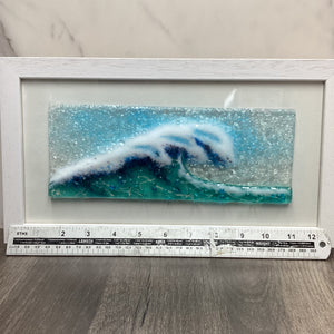 Large Framed Rectangle Crashing Wave Light Aqua