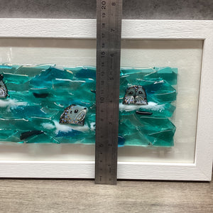Large Framed Rectangle Trio of Seals Scene