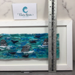 Large Framed Rectangle Trio of Seals Scene