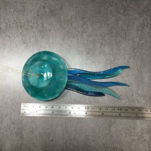 Fused Glass Light Aqua Jellyfish Hanger