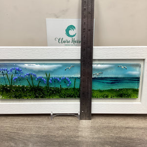 Regular size Framed Agapanthus, rectangle framed fused glass