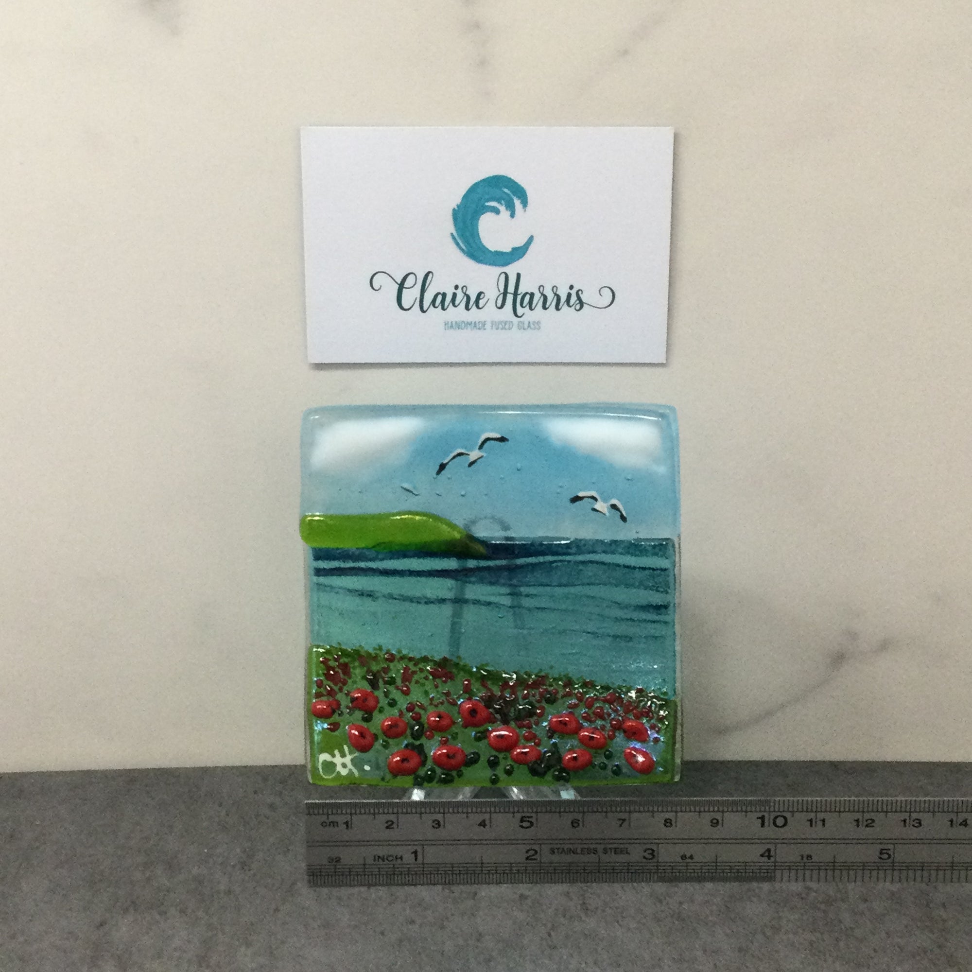 Trinket Dish - Seascene with poppies