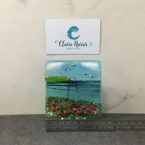 Trinket Dish - Seascene with poppies