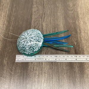Fused Glass Patterned Jellyfish Hanger Light Aqua