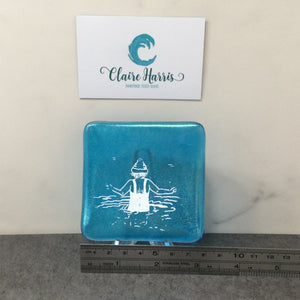 Cornish Wild Swimmer with Bobble Hat, Turquoise, Trinket Dish.