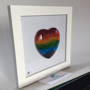 Limited Edition Framed Fused Glass Rainbow Heart