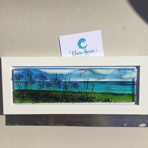 Regular size Framed Agapanthus, rectangle framed fused glass