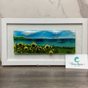 Large Framed Rectangle Sunflower Scene