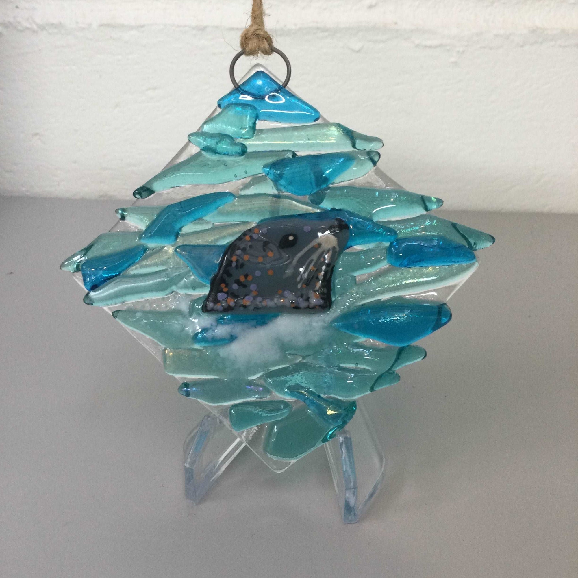 10cm Seal Hanger - Fused Glass By Claire Harris 