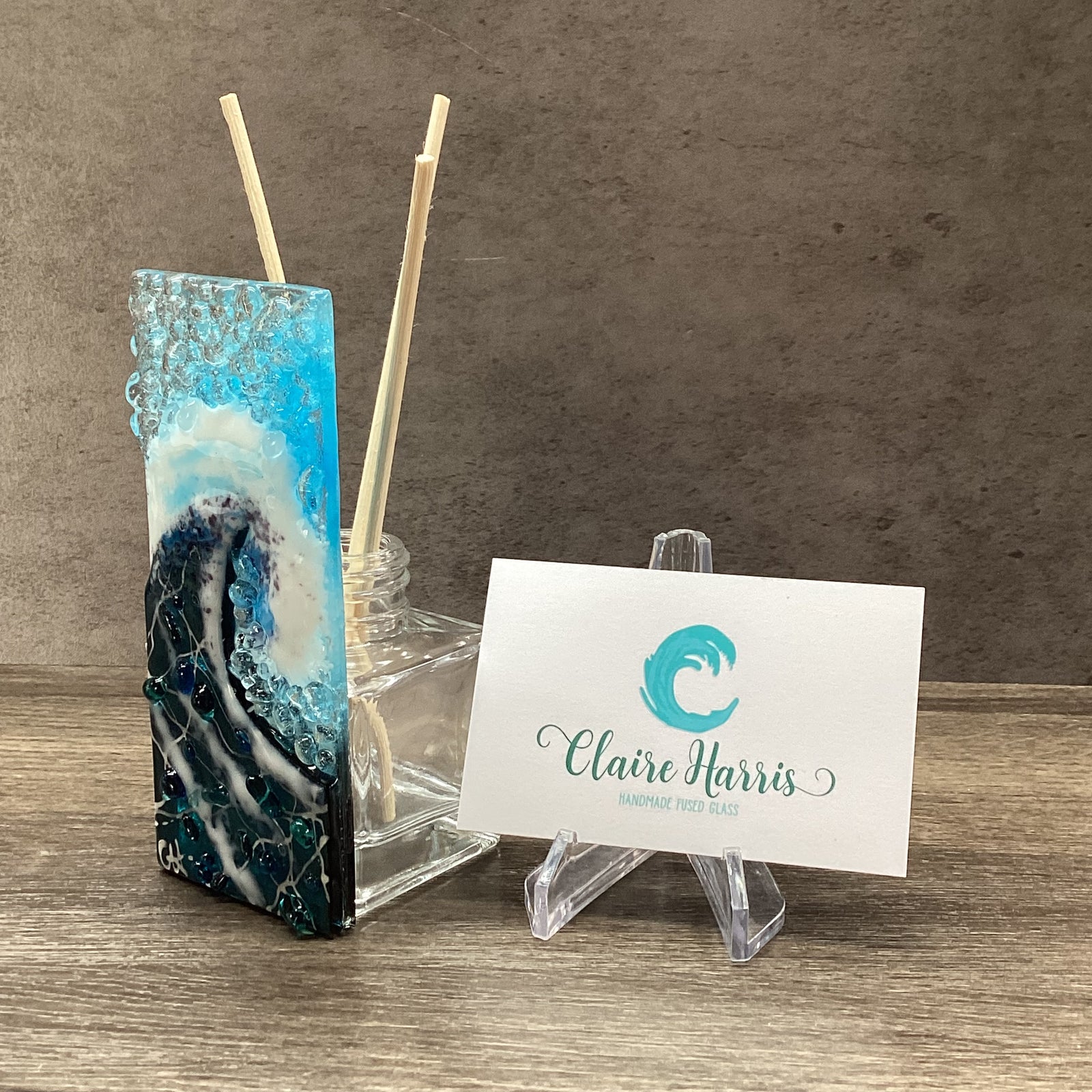 Fused Glass Reed Diffuser - Crashing Wave Dark Aqua