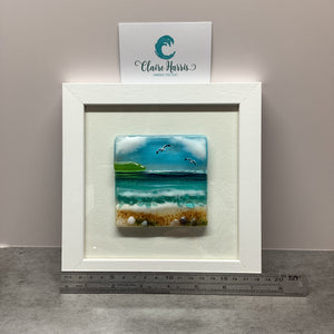 Framed Fused Glass Square Sea Scene