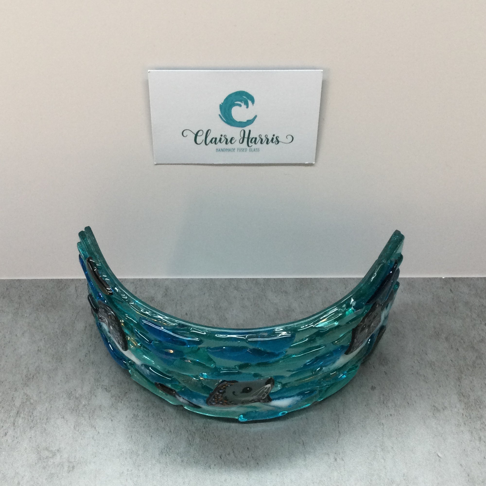 Fused Glass Trio of Seals Curve