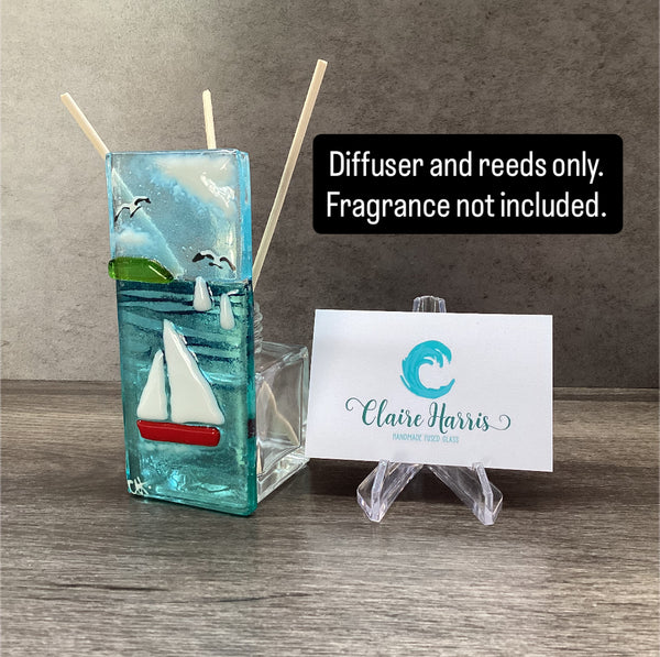 Handmade Fused Glass Reed Diffuser – Sailing Boats - Fused Glass By ...